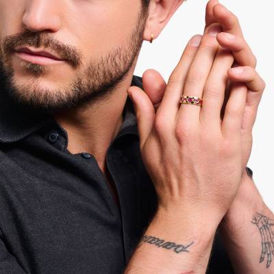 Bague Écailles de Crocodile en Argent 925 Plaqué Or 750 & Pierres Rouges - TR2422-995-10 - Thomas Sabo