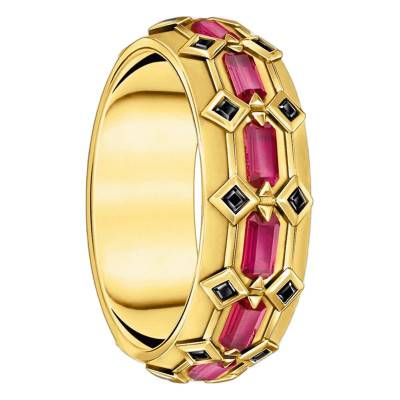 Bague Écailles de Crocodile en Argent 925 Plaqué Or 750 & Pierres Rouges - TR2422-995-10 - Thomas Sabo
