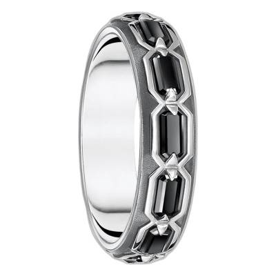 Bague Écailles de Crocodile en Argent 925 Noirci & Pierres Noires - TR2423-643-11 - Thomas Sabo
