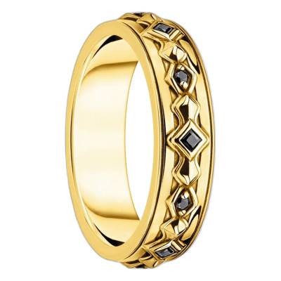 Bague en Argent 925 Plaqué Or 750 & Pierres Noires - TR2306-414-11 - Thomas Sabo
