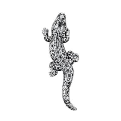 Pendentif Crocodile en Argent 925 Noirci & Pierres Noires et Vertes - PE948-347-7 - Thomas Sabo