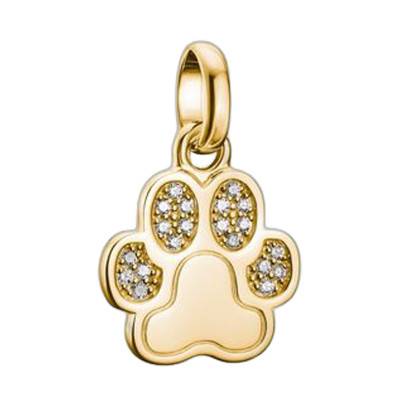 Pendentif Charm Patte de Chien en Argent 925 Plaqué Or Jaune 750 & Pierres Blanches - CC1259-414-14 - Thomas Sabo