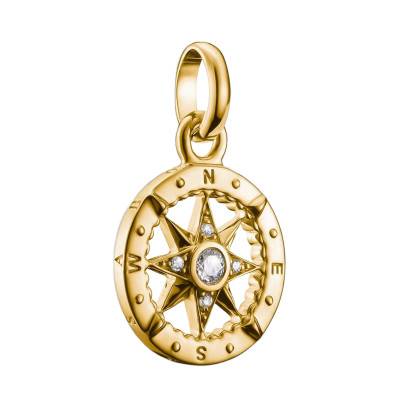 Pendentif Charm Boussole en Argent 925 Plaqué Or Jaune 750 & Pierres Blanches - CC1261-414-14 - Thomas Sabo