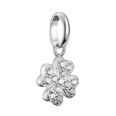 Pendentif Charm Trèfle à 4 Feuilles en Argent 925 & Pierres Blanches - CC1281-051-14 - Thomas Sabo