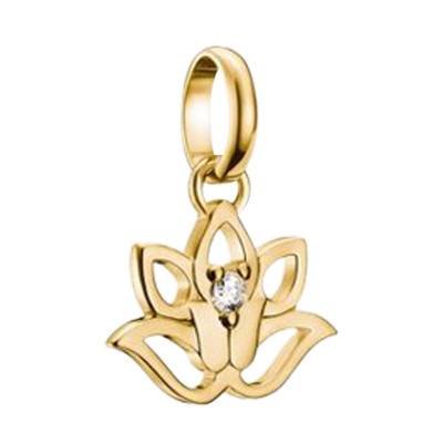 Pendentif Charm Fleur de Lotus en Argent 925 Plaqué Or 750 & Pierre Blanche - CC1204-414-14 - Thomas Sabo