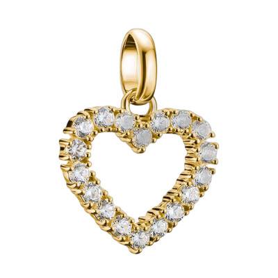 Pendentif Charm Coeur en Argent 925 Plaqué Or 750 & Pierres Blanches - CC1237-414-14 - Thomas Sabo