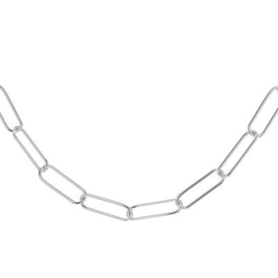 Chaîne Maille Rectangulaire en Argent 925, Longueur 45 cm - Manillon