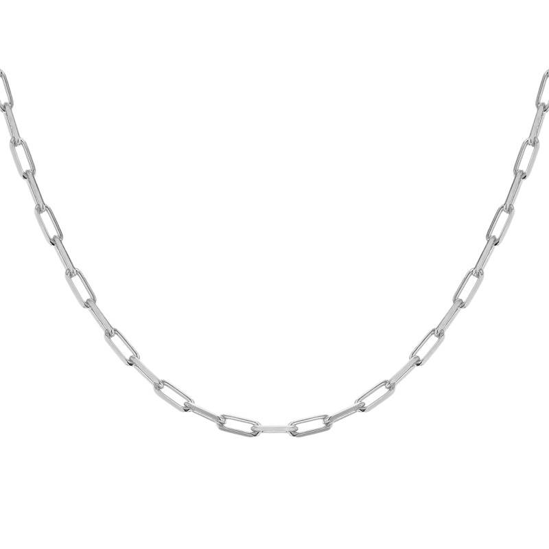 925 Silver Rectangular Link Chain, Length 45 cm or 55 cm, Width 2.70 mm - Manillon