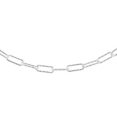 Chaîne Maille Rectangulaire en Argent 925, Longueur 45 cm ou 60 cm - Manillon
