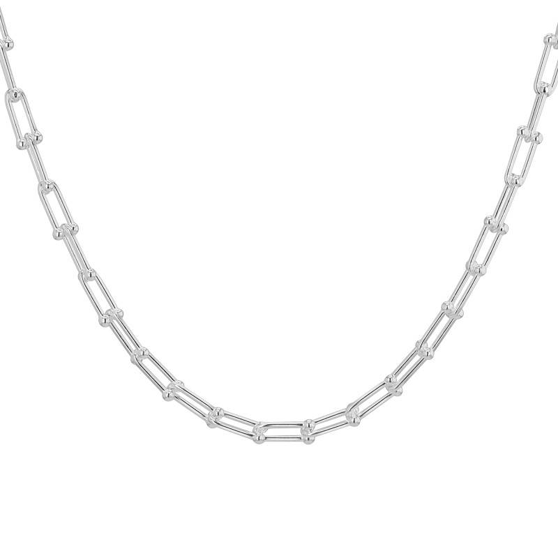 925 Silver Rectangular Chain, 50 cm Length - Manillon