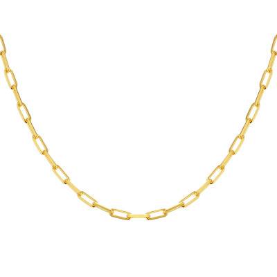 925 Gold Yellow-Plated Silver Rectangular Chain, 45 cm or 55 cm Length - Manillon