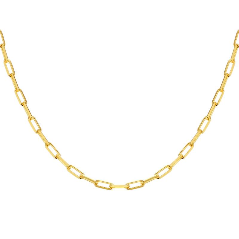 925 Gold Yellow-Plated Silver Rectangular Chain, 45 cm or 55 cm Length - Manillon