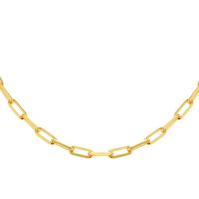 925 Gold Yellow-Plated Silver Rectangular Chain, 45 cm or 55 cm Length - Manillon