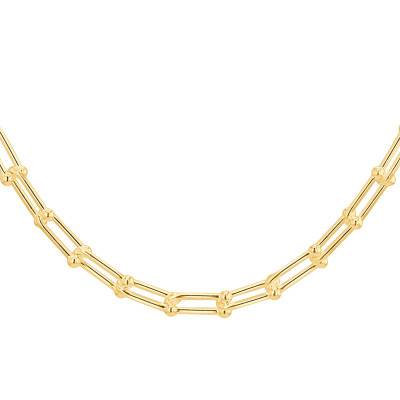 925 Yellow Gold-Plated Silver Rectangular Chain, 50 cm Length - Manillon