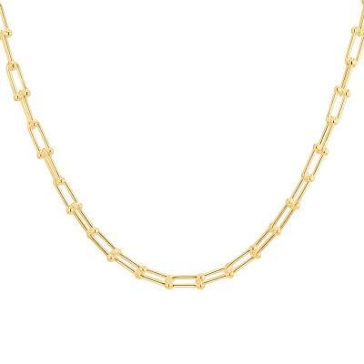 925 Yellow Gold-Plated Silver Rectangular Chain, 50 cm Length - Manillon