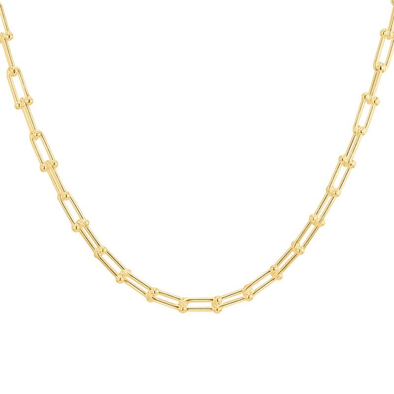 925 Yellow Gold-Plated Silver Rectangular Chain, 50 cm Length - Manillon