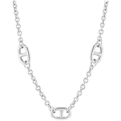 925 Silver Mariner and Cable Chain Necklace, Length 45 cm - Manillon