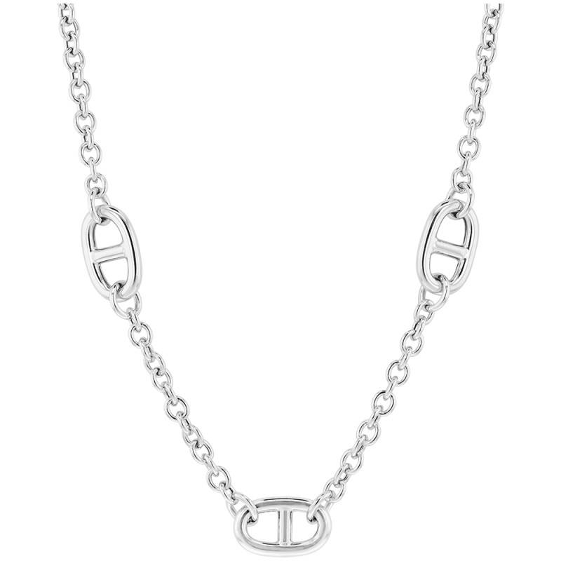 925 Silver Mariner and Cable Chain Necklace, Length 45 cm - Manillon