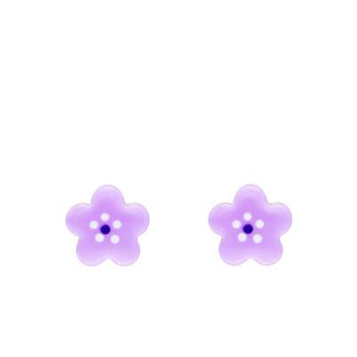 925 Silver Purple Flower Stud Earrings - Bambins