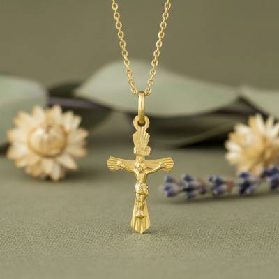 Croix Christ en Or Jaune 750 - Emanessence