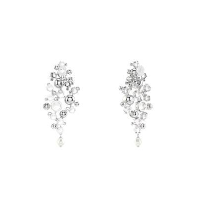 Constella Earrings in Rhodium-Plated Metal & White Crystal Pearls - 5722498 - Swarovski