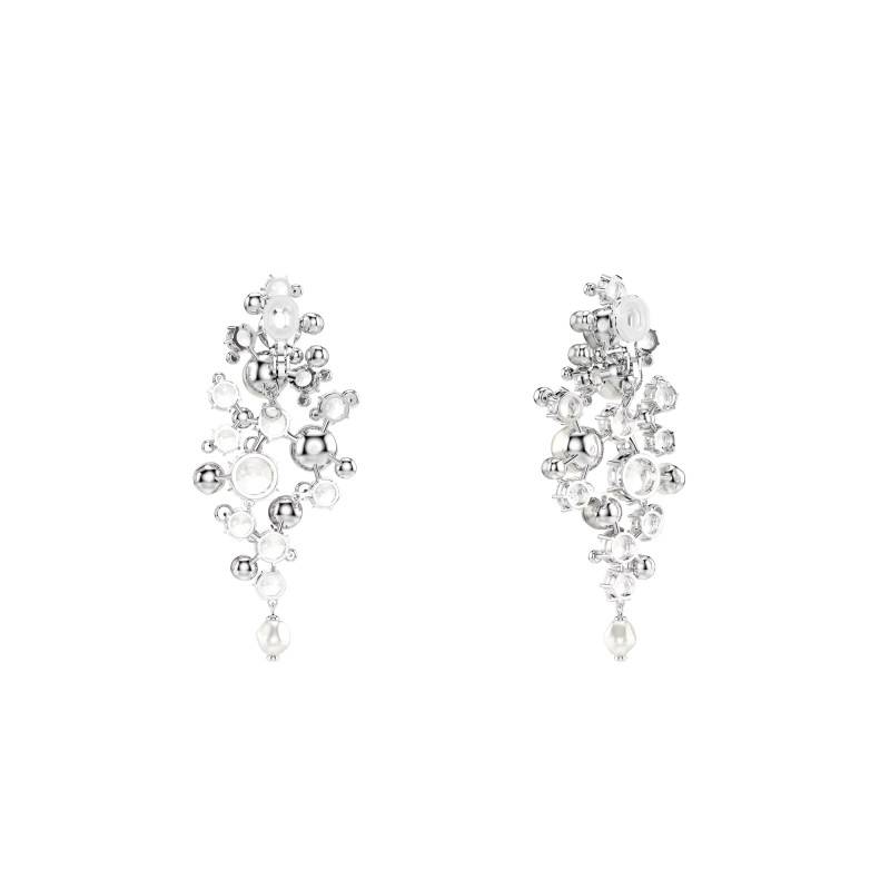 Constella Earrings in Rhodium-Plated Metal & White Crystal Pearls - 5722498 - Swarovski
