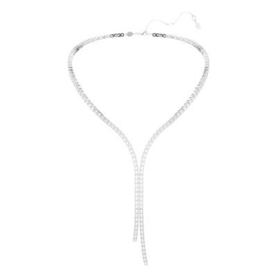 Collier Y Matrix Blanc en Métal Rhodié, Longueur de 36 cm à 43 cm - 5707988 - Swarovski
