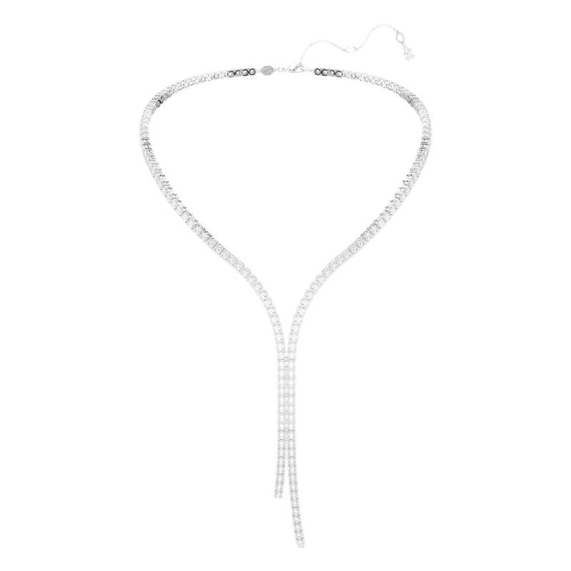 White Matrix Y-Necklace in Rhodium-Plated Metal, Length 36 cm to 43 cm - 5707988 - Swarovski