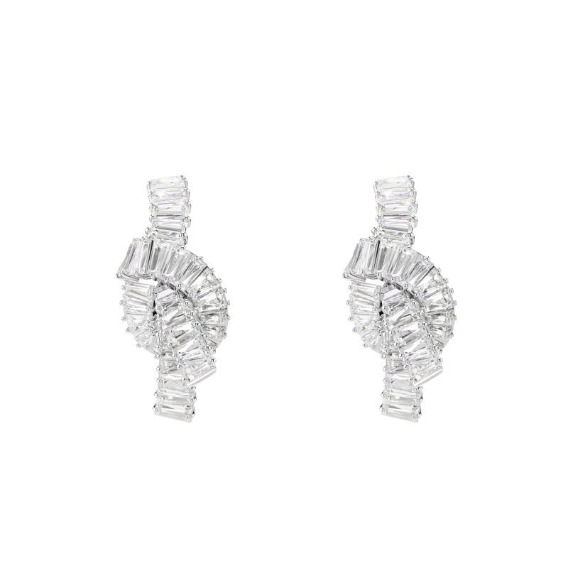 White Matrix Knot Earrings in Rhodium-Plated Metal - 5727040 - Swarovski