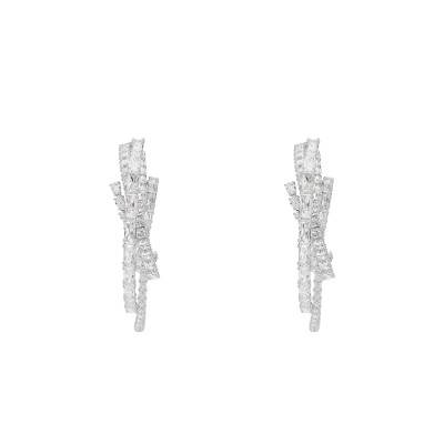 White Matrix Hoop Earrings in Rhodium-Plated Metal - 5727098 - Swarovski