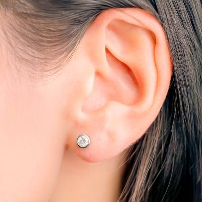 Platinum & Lab-Grown Diamond Bezel-Set Stud Earrings 0.40 ct to 1 ct - Ocarat