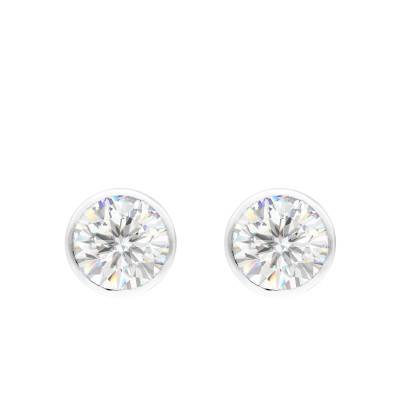 Platinum & Lab-Grown Diamond Bezel-Set Stud Earrings 0.40 ct to 1 ct - Ocarat