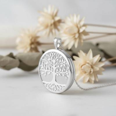 Pendentif Porte Photo Rond Arbre de vie en Argent 925 - Artemis