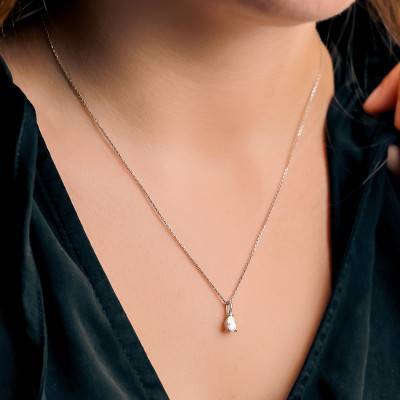 Pendentif en Platine, Diamant de Synthèse Taillé Poire de 0,30 ct à 1,00 ct - Ocarat