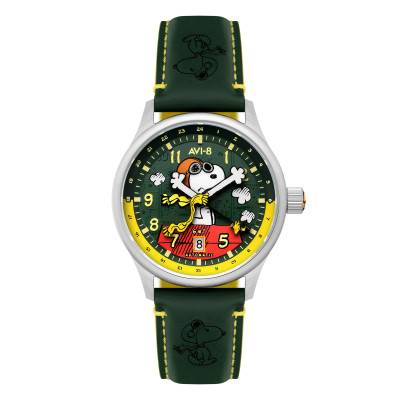 Montre Hawker Hurricane Kent Gmt Automatic Peanuts Snoopy Flying Ace Limited Edition - AV-4136-04 - Winter green - Avi-8