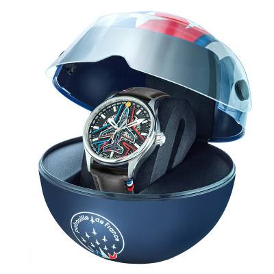 Coffret Montre Athos-668907 Automatique Cuir Noir - Patrouille de France