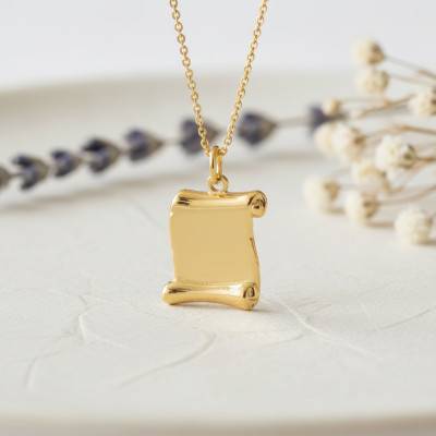 Pendentif Parchemin 11 x 12 Or Jaune 750 - Emanessence