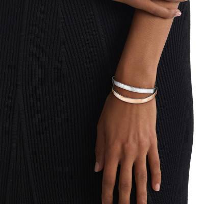 Grey and Rose Steel Elliptical Bangle Bracelet, Diameter 70 mm - 35000851 - Calvin Klein
