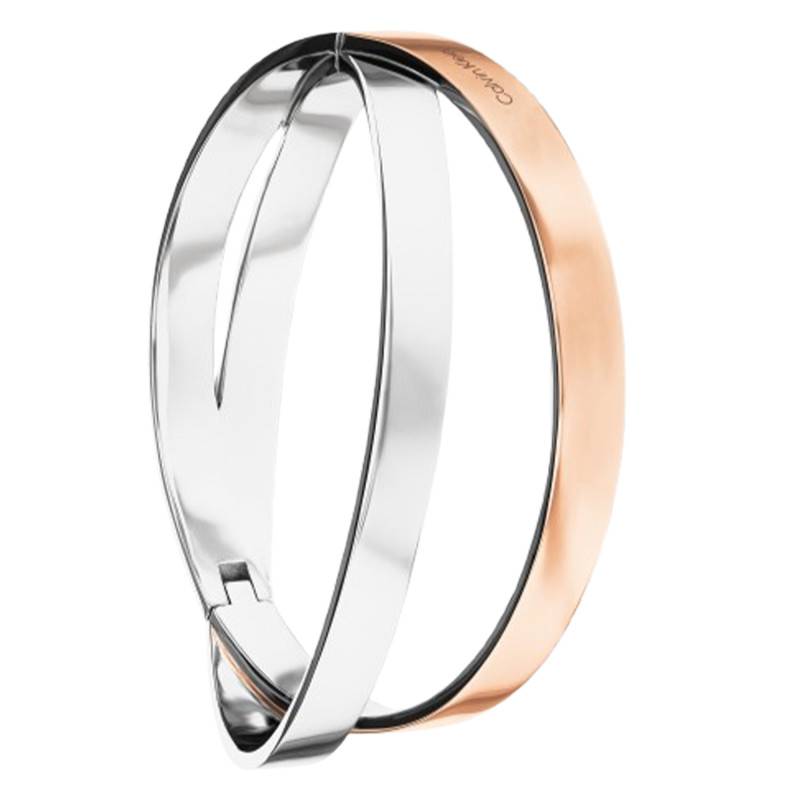 Grey and Rose Steel Elliptical Bangle Bracelet, Diameter 70 mm - 35000851 - Calvin Klein