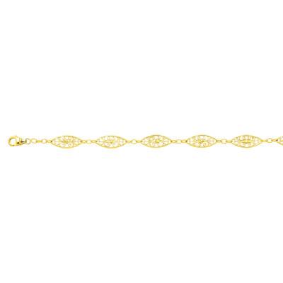 750 Yellow Gold Filigree Bracelet, Length 18 cm - Manillon