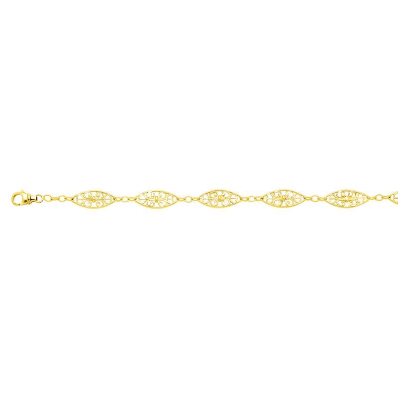 750 Yellow Gold Filigree Bracelet, Length 18 cm - Manillon