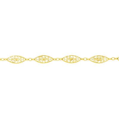 Bracelet Maille Filigrane Or Jaune 750, Longueur 18 cm - Manillon