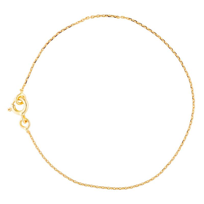 750/1000 Yellow Gold Diamond-Cut Cable Chain Bracelet, 19 cm Length, 0.90 mm to 3.20 mm Width - Manillon