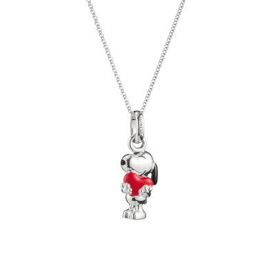 925 Sterling Silver & Enamel Peanuts Snoopy Heart Necklace, 40 cm to 45 cm Length - KE2354-664-10 - Thomas Sabo