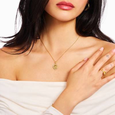 925 Silver Yellow Gold-Plated Romance & Roses Necklace with Stones, Length 40 to 45 cm - KE2301-414-14 - Thomas Sabo
