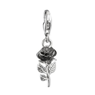 Pendentif Charm Rose Noire True Romance Original en Argent 925 & Email - 2232-664-11 - Thomas Sabo