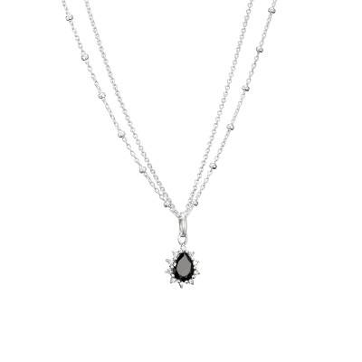925 Sterling Silver True Romance Black Stone Necklace, 40 to 45 cm Length - KE2294-643-11 - Thomas Sabo