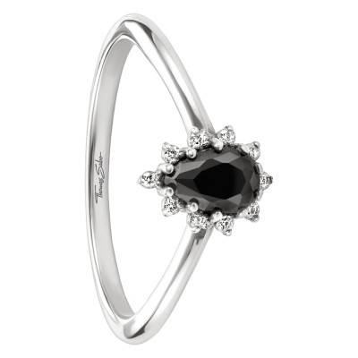 925 Sterling Silver True Romance Black Drop Ring with Zirconium Oxides - TR2479-643-11 - Thomas Sabo
