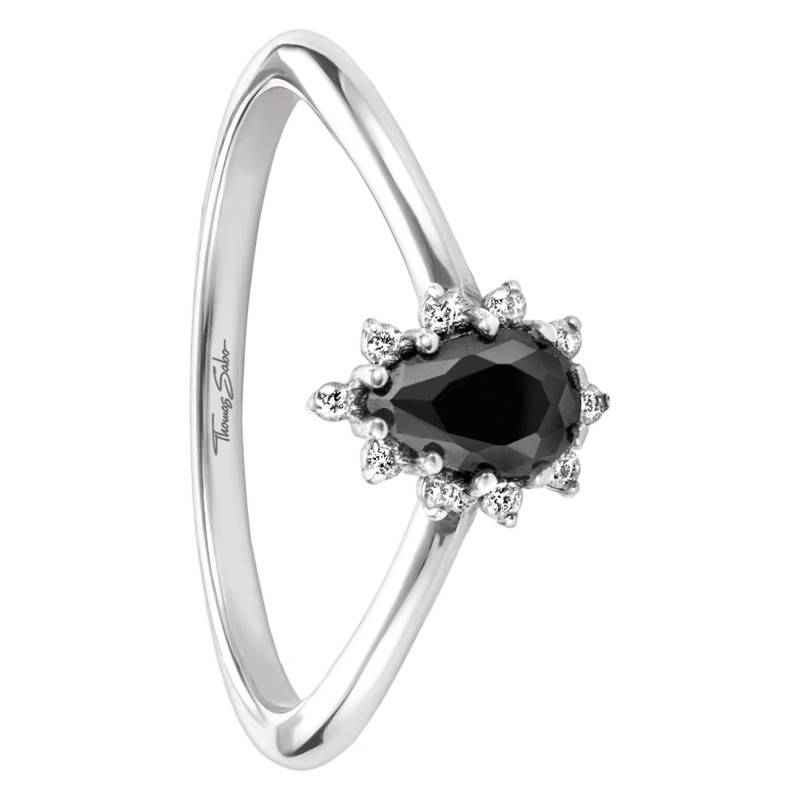 925 Sterling Silver True Romance Black Drop Ring with Zirconium Oxides - TR2479-643-11 - Thomas Sabo