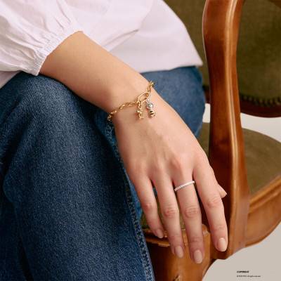 925 Silver 750/1000 Gold-Plated Peanuts Connect Woodstock Charm Pendant - CC1303-413-39 - Thomas Sabo